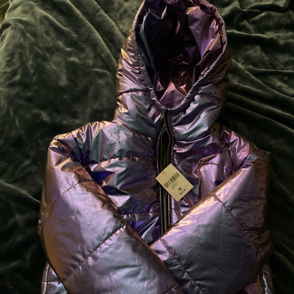 Forever 21 metallic purple puffy jacket